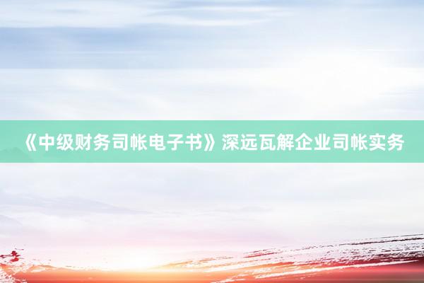 《中级财务司帐电子书》深远瓦解企业司帐实务